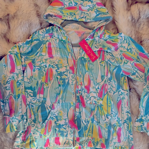 Liliy Pulitzer zip up hoodie with tassel nwot - Picture 2 of 2